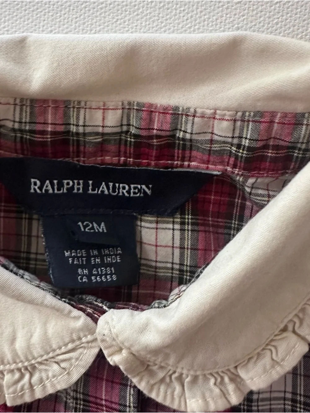 Ralph Lauren 12 Months Baby Girl Red Plaid Dress Cream Collar Holiday Christmas